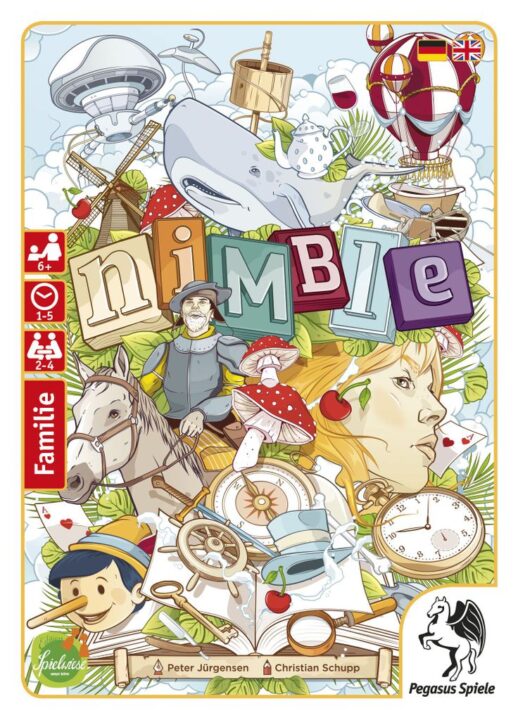 Nimble - Nimble, Edition Spielwiese/Pegasus Spiele, 2018 — front cover (image provided by the publisher) - Credit: W Eric Martin