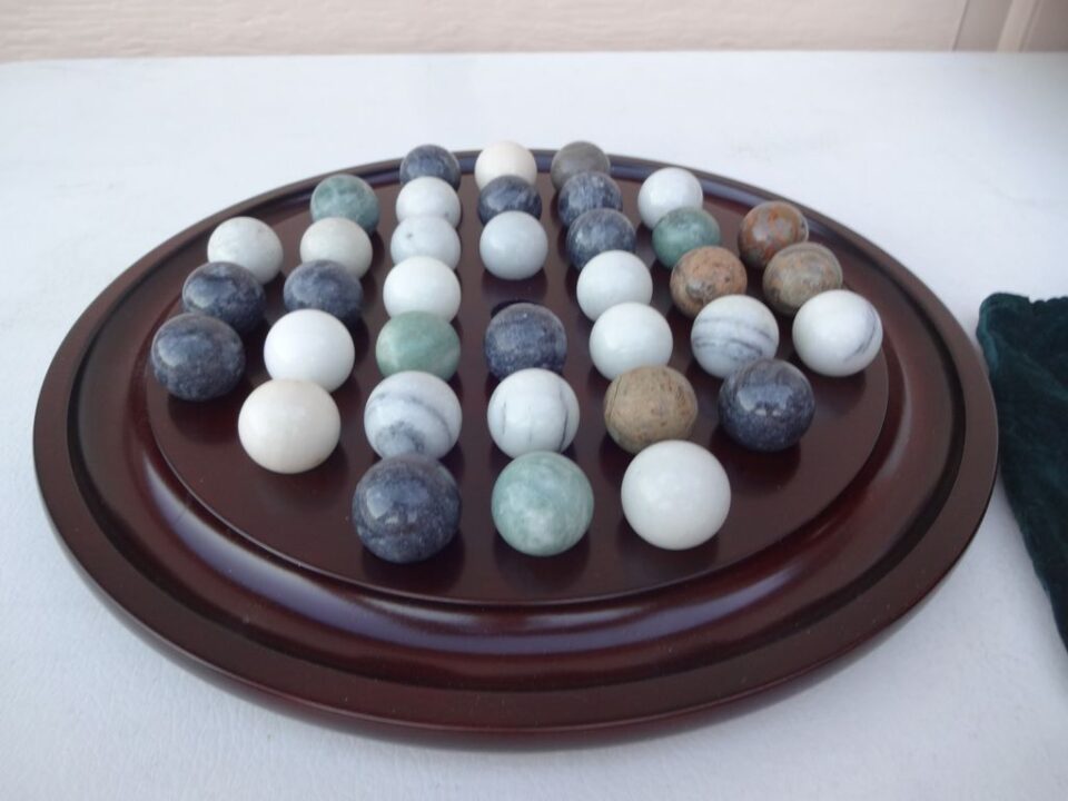 Solitaire - 1994 Bombay Co. Polished Stone Solitaire Game 13.5" - Credit: CurtisC