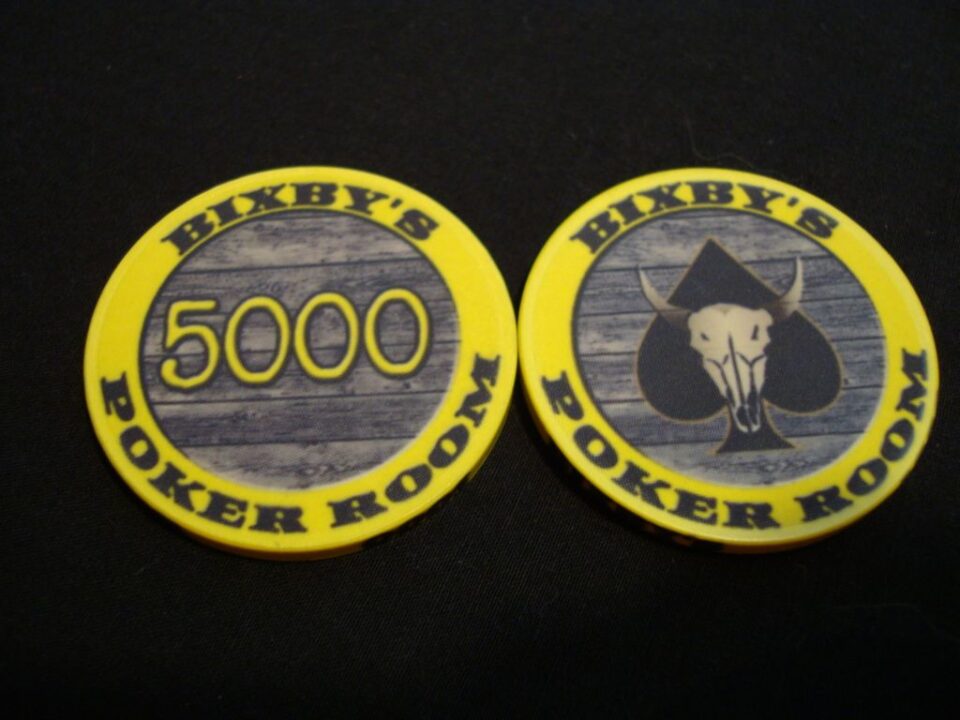 Poker - Bixby's Poker Room - Yellow $5000 Chip - Credit: Bixby