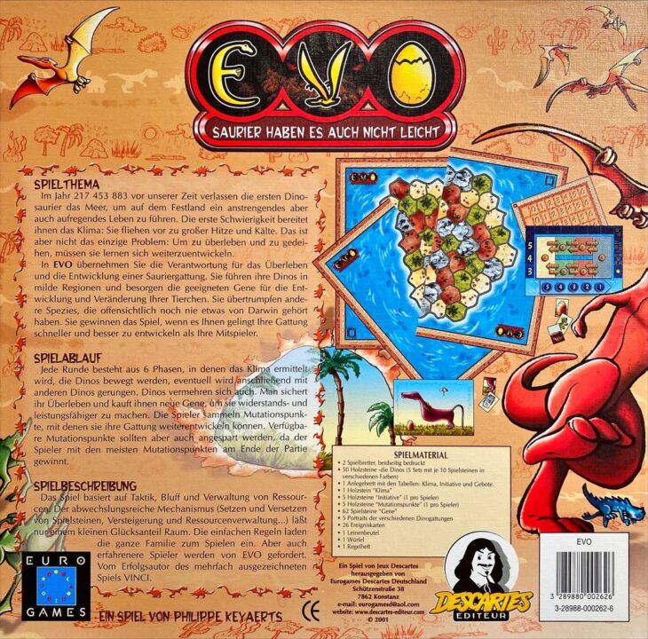 Evo - German edition, back cover - Credit: Brettspielhelden DD