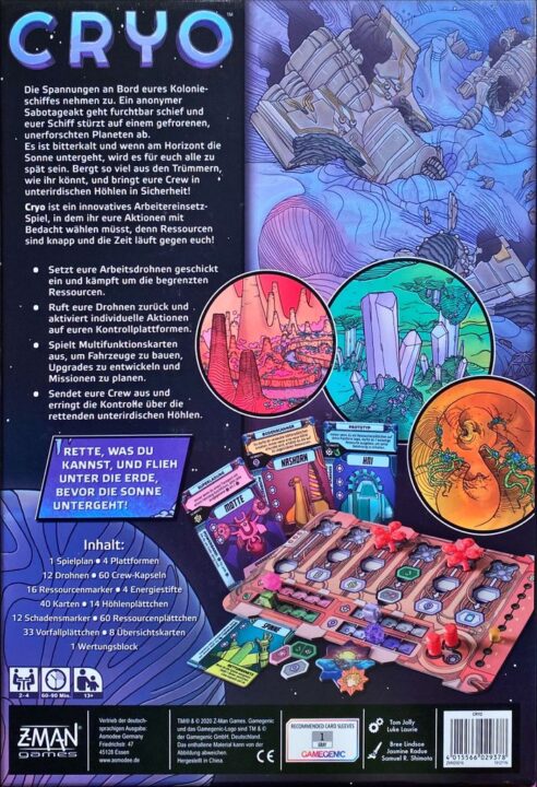 Cryo - German edition, back cover - Credit: Brettspielhelden DD